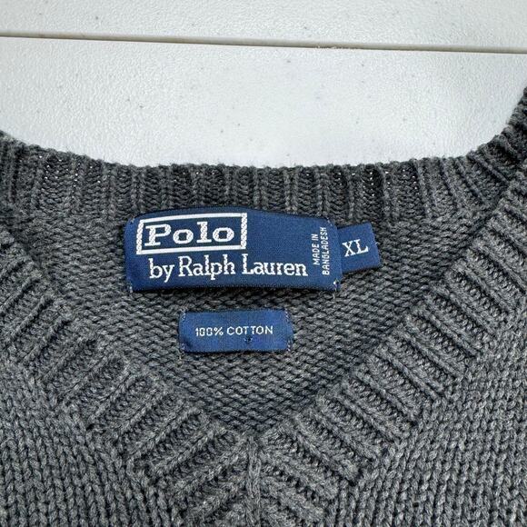 Polo Ralph Lauren V Neck Knit Sweater Men's XL Gray Pony Classic Preppy Casual - Picture 4 of 8